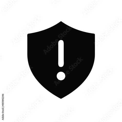 Flat Design Shield With Exclamation Mark