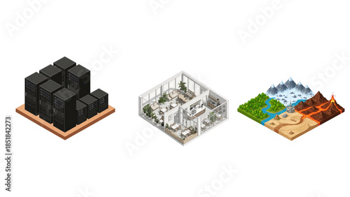 Collection of 3d models for architecture and technology