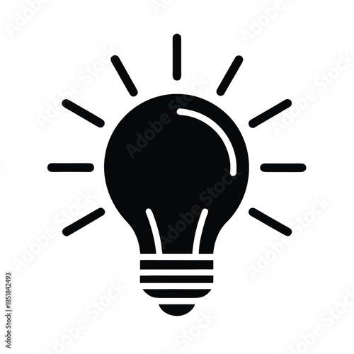 Flat Vector Glowing Light Bulb Rays