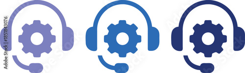 Flat Vector Headset With Gear Inside