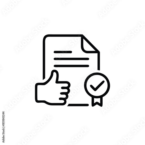 Approval Icon With Thumbs Up Document