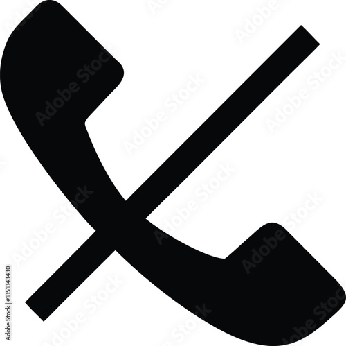 Blocked Phone Call Handset Crossed Silhouette
