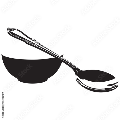 Elegant spoon and bowl set in modern minimalist design