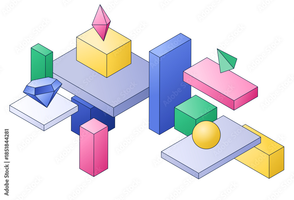 Obraz premium Different platforms and geometric shapes