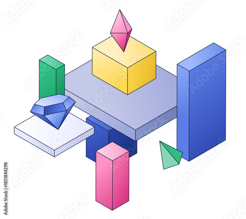 Rectangular platforms and geometric shapes