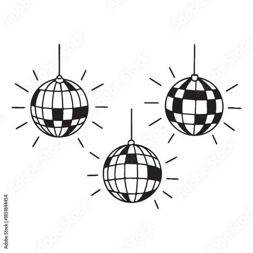 Disco ball vector icons set 