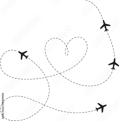 An airplane tracing a path forming a heart shape in the sky