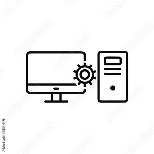 Computer Settings Icon With Monitor System