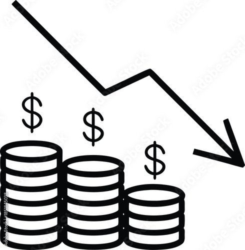 Financial Decline Chart With Stacked Coins