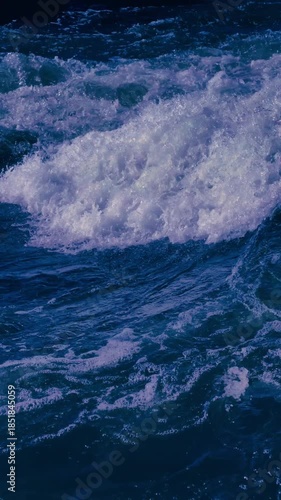 Cinematic 4K Ocean Wave Breaking with White Foam Vertical Slow Motion B-Roll Footage for Professional Video Projects