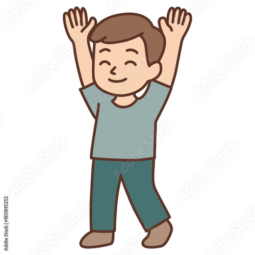 Happy Child Raising Hands in Joyful Moment