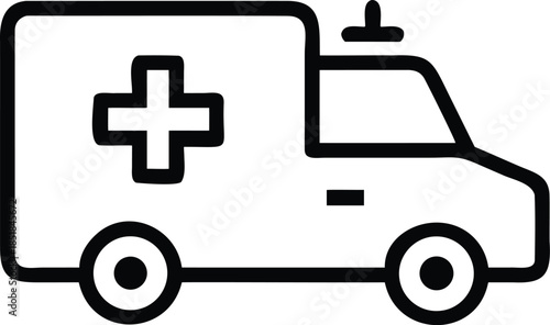 Flat Ambulance Vehicle With Cross Symbol