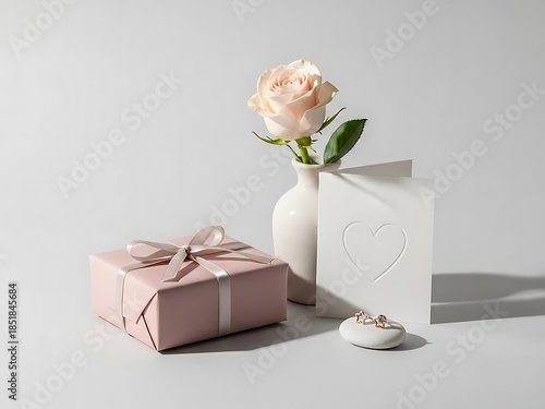 Romantic gift set with rose and ring