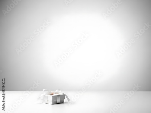 Minimalist gift box on white background