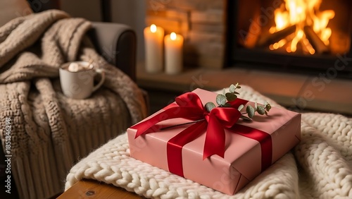Cozy gift by fireplace