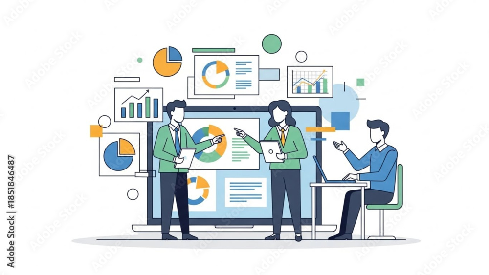 Fototapeta premium business man and business graph illustration