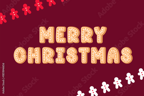 Merry Christmas Gingerbread Typography Holiday Design