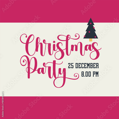 Christmas Party Holiday Invitation Typography Design