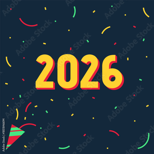 2026 New Year Confetti Party Celebration Background