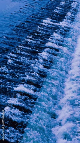 Cinematic 4K Ocean Waves Slow Motion B-Roll Footage with Sea Foam and Deep Blue Water Texture Vertical Background