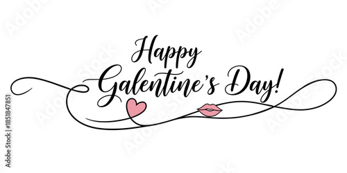 Cheerful Galentine's Day card featuring vibrant hearts and playful lips, celebrating friendship and love. Happy Galentine's Day greeting card design with hearts and lips  