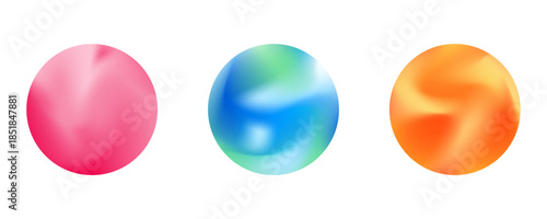 Set color circle gradient noise gradation. Abstract colorful watercolor blur mesh on isolated transparent background. Circle shape png.