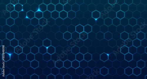 Modern blue hexagon technology background with geometric honeycomb structure. Digital abstract pattern for medical research, science and futuristic design