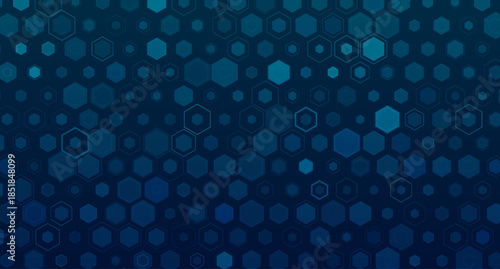 Abstract blue hexagonal grid background with modern digital technology style. Futuristic geometric pattern for scientific, medical and innovation concepts