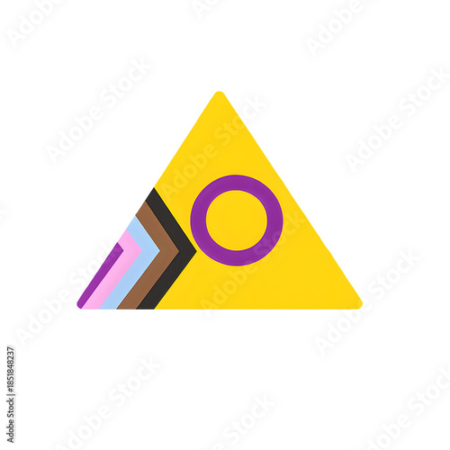 Free Download Progress Pride Intersex Triangle Icon with Chevron Stripes, LGBTQ Inclusive Symbol Isolated on Transparent Background - GFXLoad