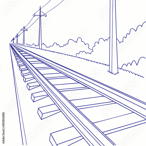 Railway tracks in rural landscape