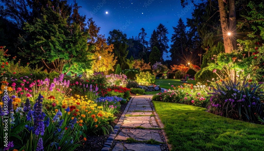 Fototapeta premium beautiful garden with evening light