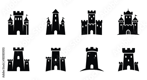 Abstract black and white shapes resembling letter e arrangements