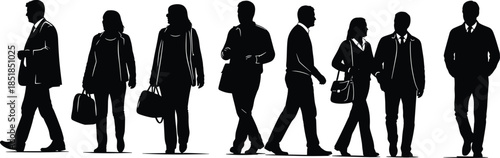 People walking silhouettes isolated on white background representing urban lifestyle crowd movement diversity anonymity modern everyday society concept