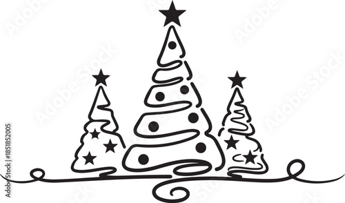 Christmas Tree Vector Set Drawing. eps