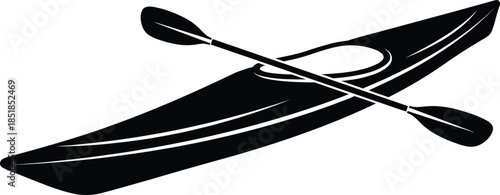 Kayak Silhouette Vector Illustration with Double-Bladed Paddle