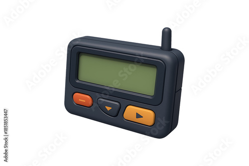 Vintage Pager Communication Device Isolated on Transparent Background