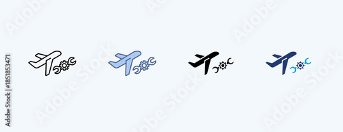 Aircraft Maintenance Multiple Icon Illustration Vector