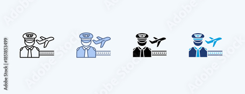 Pilot Training Multiple Icon Illustration Vector
