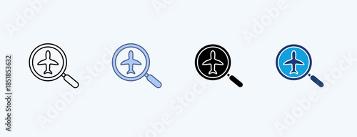 Aircraft Inspection Multiple Icon Illustration Vector