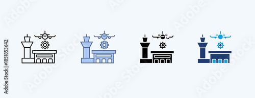Aviation Management Multiple Icon Illustration Vector