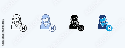 Flight Dispatcher Multiple Icon Illustration Vector