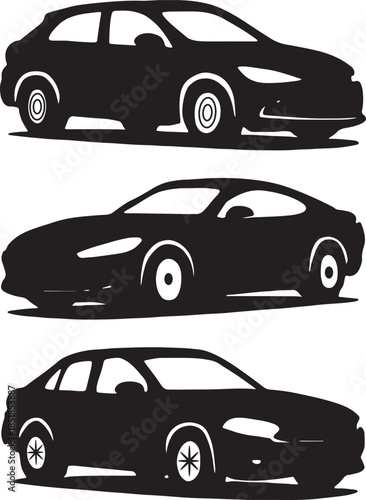 Collection of diverse car silhouettes showcasing hatchback, coupe, and sedan designs