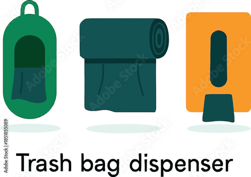 Illustrated Trash Bag Dispenser Icons for Home Use