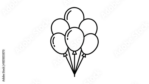 Simple line art illustration of a bunch of balloons, perfect for celebrations and party designs.