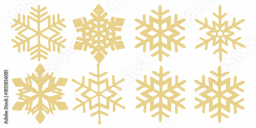 Golden snowflakes a collection of various intricate and delicate winter designs