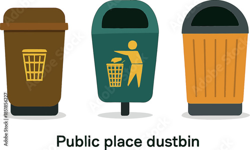 Three Public Place Dustbins for Waste Management Solutions
