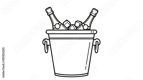 Elegant champagne bottles chilling in an ice bucket, perfect for celebrations and special occasions.
