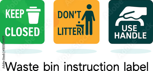 Waste Bin Instruction Labels for Environmental Awareness