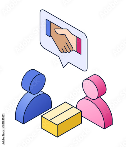 Partners negotiating at table, business partnership agreement and collaboration