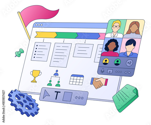 Team discussing the project, Project kickoff flow